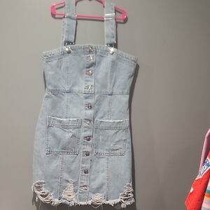 Forever 21 Kids Light Blue Denim Overalls